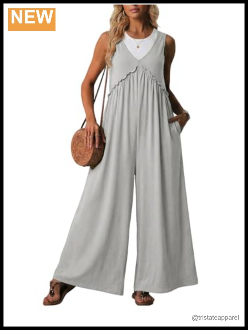 YOINS Women's Sleeveless Wide Leg Jumpsuit Open Back Tie Boho